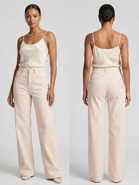 High-Rise Wide-Leg Jeans in Light Pink